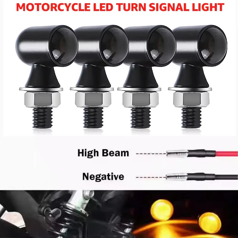 Motorcycle Turn Signal Light 12V 8mm LED Turn Signals Indicator Blinker Lights For Honda For Yamaha Bobber For Cafe Racer