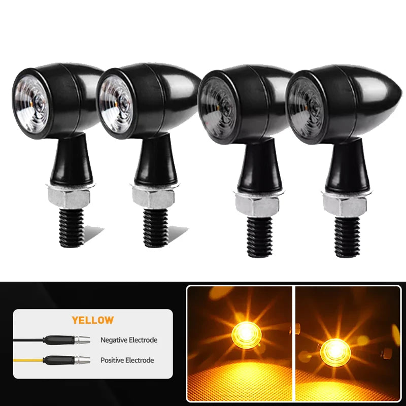 Motorcycle LED Turn Signal Light Bullet Moto Indicators LED Mini Turn Signal 8mm 12V Universal LED Motorcycle Lamps