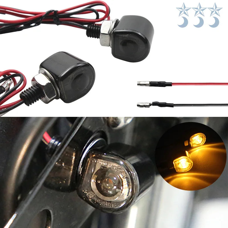 2PCS 12V Universal LED Motorcycle Turn Signal Indicator Amber Blinker Light Mini Lamp Scooter Turn Signal Flasher Indicators