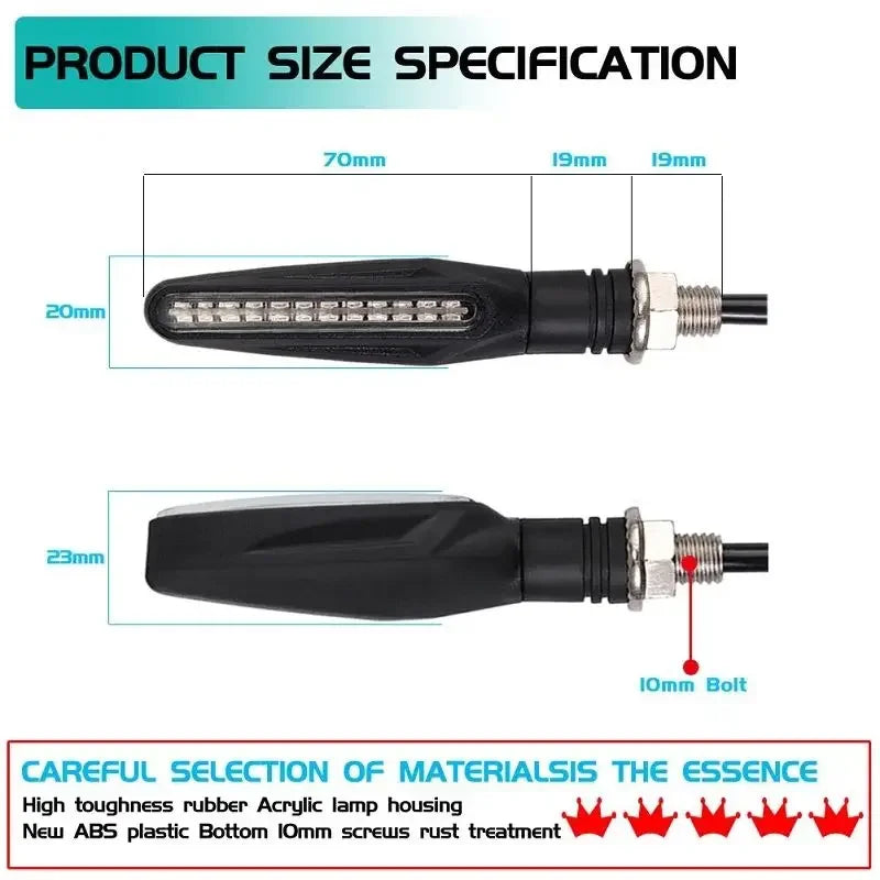 24LED Motorcycle LED Turn Signal Lights White Red Amber Flowing Indicators Front Rear Light Flasher Blinker For Motorcycle