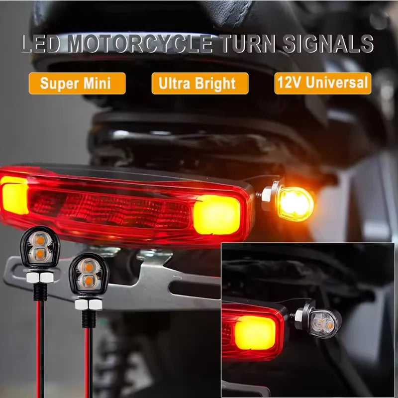 2PCS 12V Universal LED Motorcycle Turn Signal Indicator Amber Blinker Light Mini Lamp Scooter Turn Signal Flasher Indicators